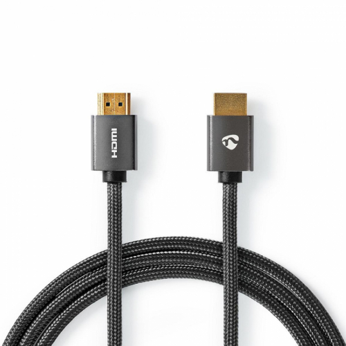Nedis CVT-B34, HDMI-kabel med Ethernet & 4K metallgr 1 meter i gruppen Kablar / HDMI-kablar hos Ljudfokus.se (176CVTB34000GY10)