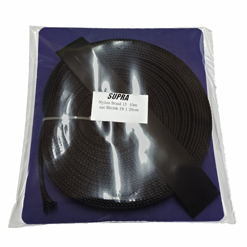 Supra Nylon Braid 15 Kit, nylonstrumpa 10 meter svart i gruppen Kablar / Styling hos Ljudfokus.se (215NYLON15KIT)