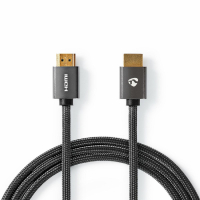 Nedis CVT-B34, HDMI-kabel med Ethernet & 4K metallgr 2 meter