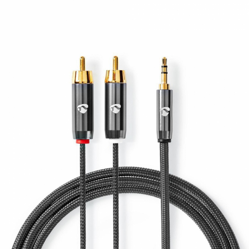 Nedis Profigold CAT-B22200 3.5 mm-2RCA ljudkabel, 1 meter