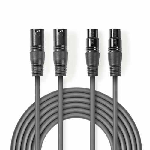 Nedis XLR-ljudkabel för stereo, XLR Hane - XLR Hona 1.5 meter