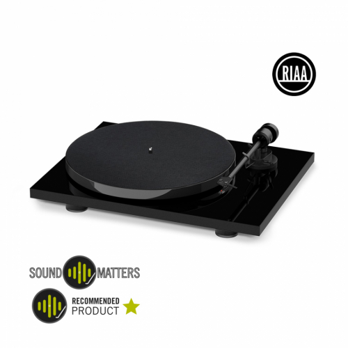 Pro-Ject E1 Phono vinylspelare med Ortofon OM5e-pickup, pianosvart i gruppen Vinyl / Vinylspelare hos Ljudfokus.se (10203000321)