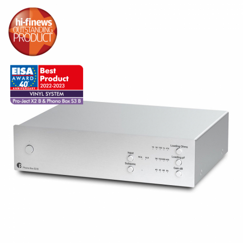 Pro-Ject Phono Box S3 B RIAA-steg med mini-XLR, silver i gruppen Vinyl / RIAA-steg hos Ljudfokus.se (10203010225)