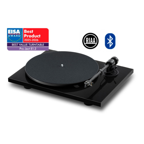 Pro-Ject E1.2 BT skivspelare med förmonterad Pick It MM E-pickup, pianosvart i gruppen Vinyl / Vinylspelare hos Ljudfokus (102061054)