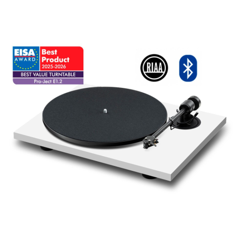 Pro-Ject E1.2 BT skivspelare med förmonterad Pick It MM E-pickup, mattvit i gruppen Vinyl / Vinylspelare hos Ljudfokus (102061056)