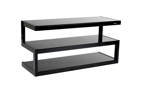 Norstone Esse, TV/mediabänk svart med svarta glashyllor i gruppen Möbler & Fästen / Hifi-rack & Mediabänkar hos Ljudfokus.se (143ESSEBK)