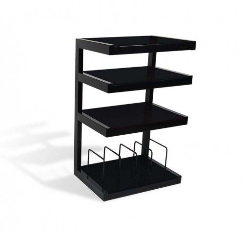 Norstone Esse Hifi Vinyl, svarta hyllor med vinylfack i gruppen Möbler & Fästen / Hifi-rack & Mediabänkar hos Ljudfokus.se (143ESSEHIFIVBL)