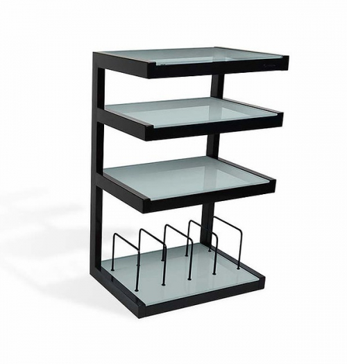 Norstone Esse Hifi Vinyl, vitfrostade hyllor med vinylfack i gruppen Möbler & Fästen / Hifi-rack & Mediabänkar hos Ljudfokus.se (143ESSEHIFIVWH)