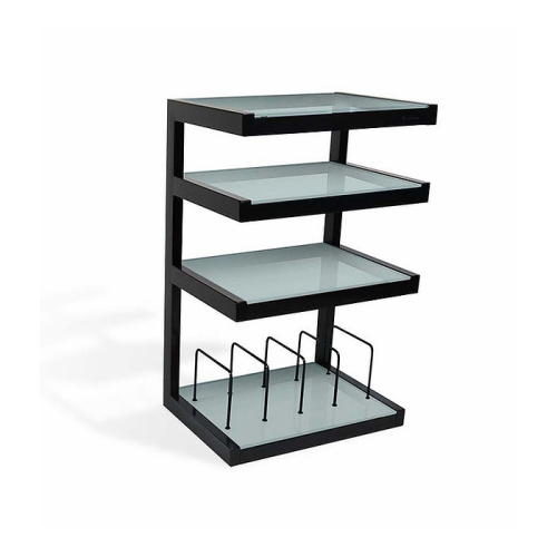 Norstone Esse Hifi Vinyl, mattsvart med vitfrostade hyllor & vinylfack i gruppen Möbler & Fästen / Hifi-rack & Mediabänkar hos Ljudfokus (143ESSEHIFIVWHB)