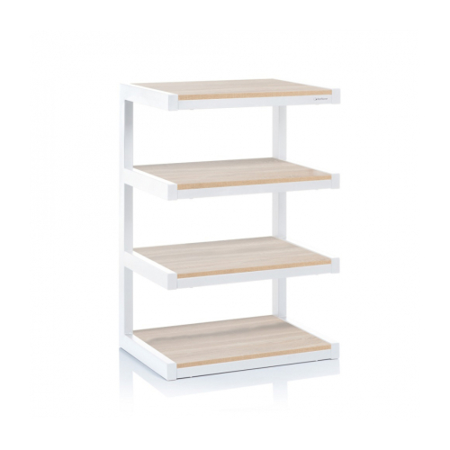 Norstone Esse Hifi, vit stomme med hyllplan i ek i gruppen Möbler & Fästen / Hifi-rack & Mediabänkar hos Ljudfokus (143ESSEHIFIWOK)
