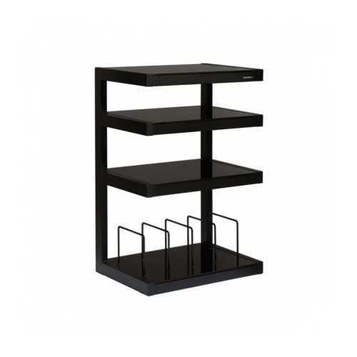 Norstone Esse Hifi Vinyl, mattsvart med svarta hyllor & vinylfack i gruppen Möbler & Fästen / Hifi-rack & Mediabänkar hos Ljudfokus (143NOESSHFVBKSN)