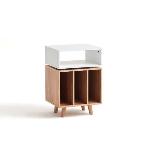 Norstone Stockholm 700 mediabänk med vinylförvaring, vit/ek i gruppen Möbler & Fästen / Hifi-rack & Mediabänkar hos Ljudfokus.se (143NORSTO70AWTOK)