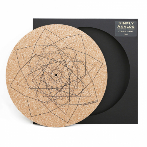 Simply Analog Cork Slipmat Geo, korkmatta med tryck fr vinylspelare i gruppen Vinyl / Vinylspelartillbehr hos Ljudfokus.se (143SA1018)