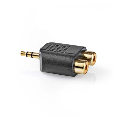 Nedis CAG-P22940 stereoadapter 3.5mm hane - RCA-honor i gruppen Kablar / Kontakter & Adapterpluggar hos Ljudfokus.se (176CAGP22940BKG)