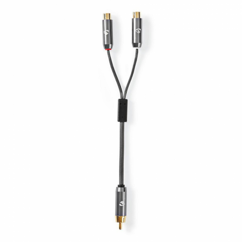 Nedis Y-kabel metallgr, RCA-hane - 2xRCA-hona 0.2 meter i gruppen Kablar / Subwooferkablar hos Ljudfokus.se (176CATB24010GY02)