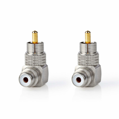 Nedis CAT-B24920GD Vinklad RCA Adapter, 2-pack i gruppen Kablar / Kontakter & Adapterpluggar hos Ljudfokus.se (176CATB24920GD)