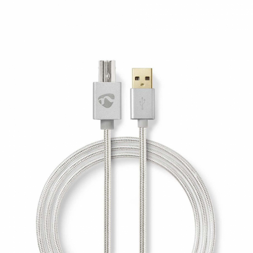 Nedis CCTB60100AL USB A-B kabel, 2 meter  i gruppen Kablar & kontakter / Digitala kablar hos Ljudfokus.se (176CCTB60100AL20)