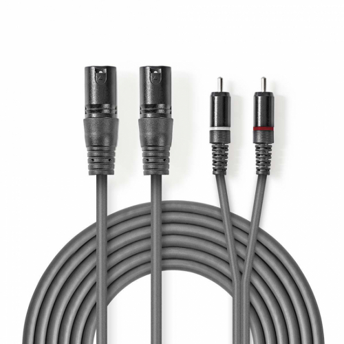 Nedis XLR-ljudkabel fr stereo, XLR Hane - RCA Hane i gruppen Installationsljud / Installationskablar hos Ljudfokus.se (176COTH15210GY)