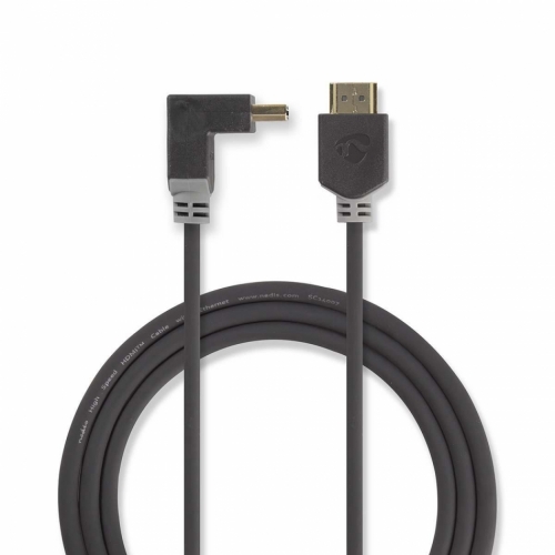 Nedis HDMI-kabel med Ethernet & vinklad kontakt, 2 meter i gruppen Kablar / HDMI-kablar hos Ljudfokus.se (176CVBW34200AT20)