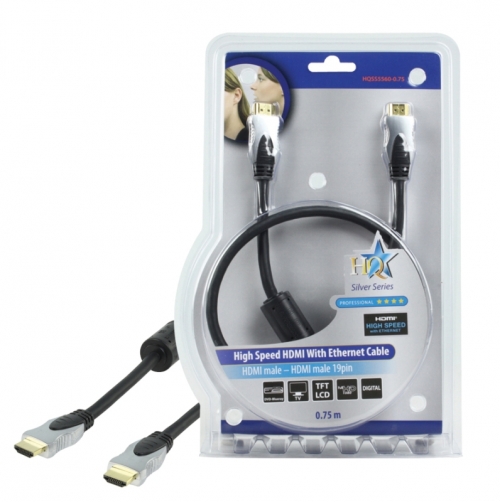 HQ HDMI-kabel med Ethernet, mörkgrå i gruppen Kablar / HDMI-kablar hos Ljudfokus.se (176HQSS5560V)