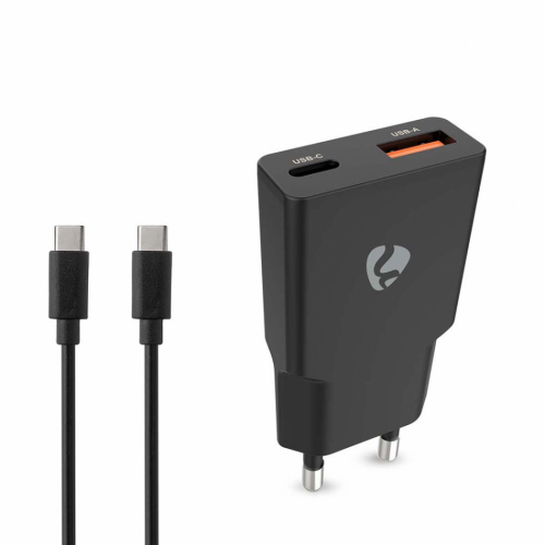 Nedis WCH-A20 GaN-vggladdare 20 Watt inkl. USB-C kabel, svart i gruppen vrigt / Elektroniktillbehr hos Ljudfokus.se (176WCHA20BKUC)