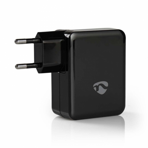 Nedis USB-väggladdare 4.8A 2xUSB-A och 1xUSB-C, svart i gruppen Övrigt / Elektroniktillbehör hos Ljudfokus.se (176WCHAU482ABK)