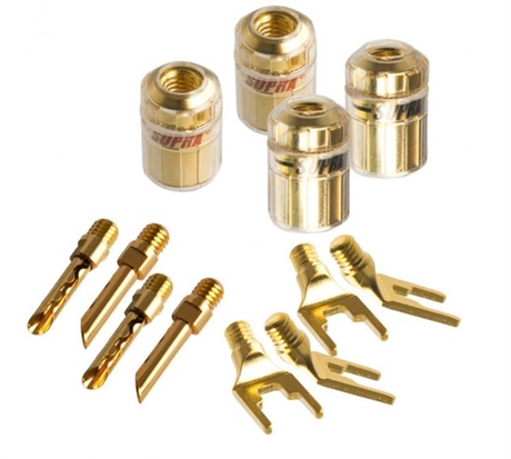 Supra Combicon Kit, 4-pack kontakter med spad- och bananstift i gruppen Kablar / Kontakter & Adapterpluggar hos Ljudfokus.se (2151010000287)