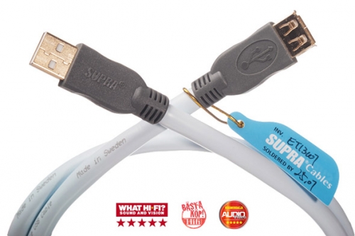 Supra USB 2.0 kabel A-A Hane-Hona f�rl�ngningskabel i gruppen Kablar & kontakter / Digitala ljudkablar hos Ljudfokus.se (215USB20AAr)