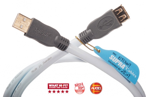 Supra USB 2.0 kabel A-A Hane-Hona frlngningskabel i gruppen Kablar / Digitala ljudkablar hos Ljudfokus.se (215USB20AAr)