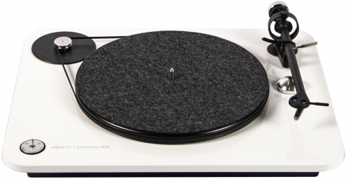 Elipson Chroma 400 vinylspelare med Ortofon OM10, pianovit i gruppen Vinyl / Vinylspelare hos Ljudfokus.se (303C400WH)
