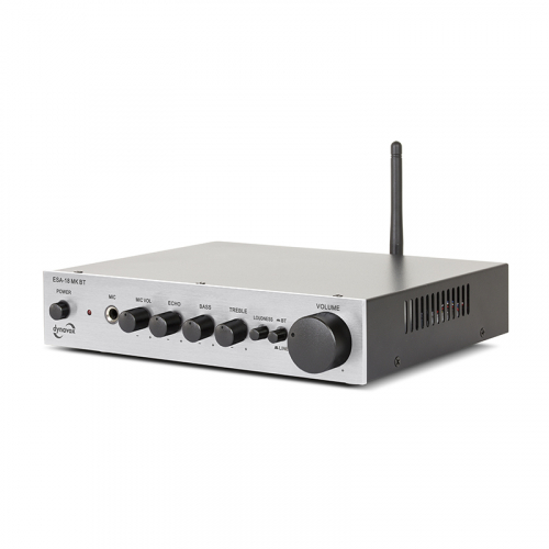 Dynavox ESA-18 MK BT kompakt stereofrstrkare med mikrofoningng & Bluetooth, silver i gruppen Frstrkare / Stereofrstrkare hos Ljudfokus.se (320ESA18MKBTS)