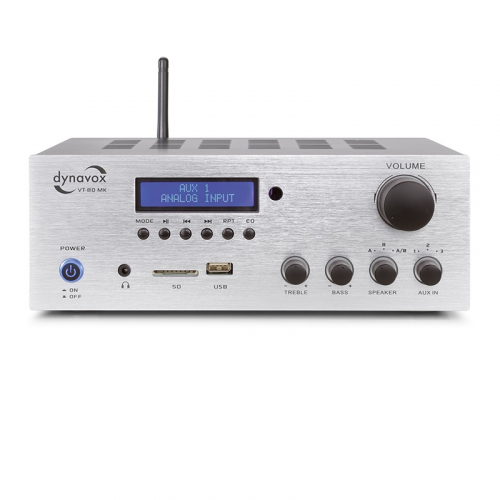 Dynavox VT80MK kompakt stereofrstrkare med Bluetooth & Radio, silver i gruppen Frstrkare / Stereofrstrkare hos Ljudfokus.se (320VT80MKS)