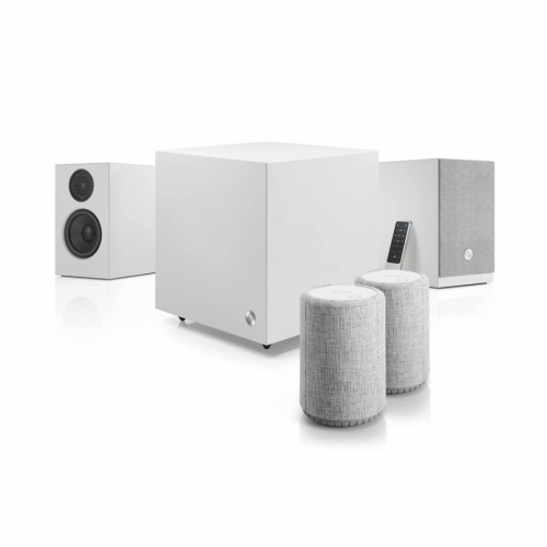 Audio Pro A28 & SW-5 Aktivt Högtalarpaket 2.1 Vitt + 2st A10 för multiroom i gruppen Paket / Multiroom - Nätverk & Högtalarväxel hos Ljudfokus.se (SETA28PKT3)