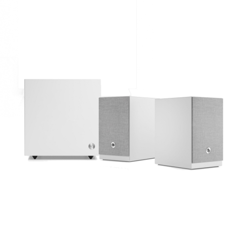 Audio Pro A28 W med SW-5 Aktiva Streaminghögtalare 2.1, vitt i gruppen Paket / Aktiva Högtalarsystem hos Ljudfokus.se (SETA28WPKT2)