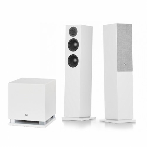 Audio Pro A48 & Elac Sub 2030 Aktivt Hgtalarsystem 2.1, vitt i gruppen Paket / Aktiva Hgtalarsystem hos Ljudfokus.se (SETA48PKT2)