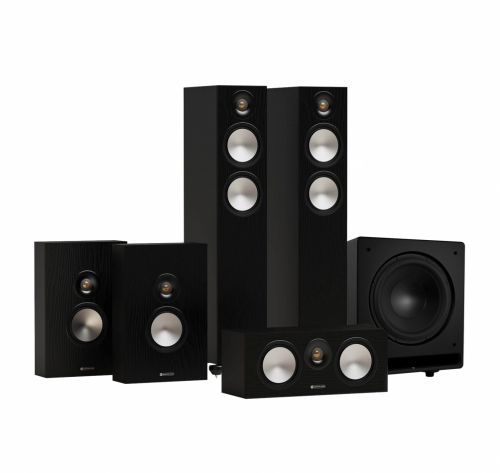 Monitor Audio Bronze 300 7G Högtalarpaket Hemmabio 5.1 Svart med Dynavoice CSB-V12 i gruppen Paket / Högtalare för film hos Ljudfokus.se (SETB3007GPKT7)