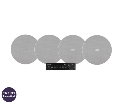 Dayton Audio DA40T med 4st Fonestar Sky-8T, kommersiellt 100V-system  i gruppen Multiroom / Förstärkarpaket hos Ljudfokus.se (SETDA40TPKT4)