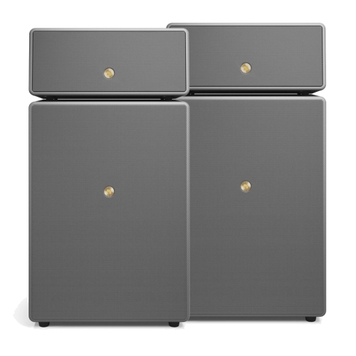 Audio Pro Drumfire II W, Wifi-högtalare med Chromecast & AirPlay 2 grå, 2-PACK i gruppen Multiroom / Högtalarsystem hos Ljudfokus.se (SETDRUMFIREIIWPKT3)