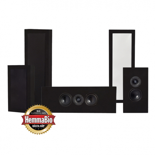 DLS Flatbox XL Hgtalarpaket Hemmabio 5.0 Svart i gruppen Kampanj / Pskrea hos Ljudfokus.se (SETFBXLPKT5)
