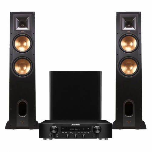 Marantz NR1200 & Klipsch R-28F med W120 Stereopaket 2.1 i gruppen Paket / Hifi - Musikanläggning hos Ljudfokus.se (SETNR1200PKT9)