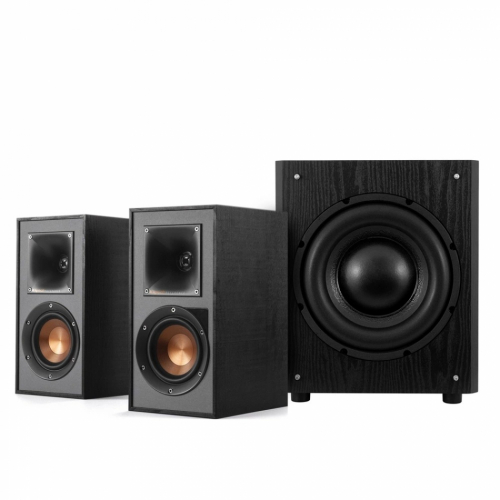 Klipsch R-41PM & System One W-100 Aktivt Hgtalarpaket 2.1, svart i gruppen Hgtalare / Aktiva stereohgtalare hos Ljudfokus.se (SETR41PMPKT2)