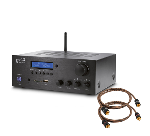 Dynavox VT80MK kompakt stereoförstärkare, svart med Proson Arctic RCA-kabel i gruppen Förstärkare / Stereoförstärkare hos Ljudfokus.se (SETVT80MKPKT1)