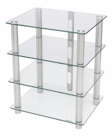 Norstone Epur 4, Hifi-rack med silverstomme och klart glas