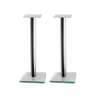 Norstone Epur Stand, silver högtalarstativ med en glasfot 60 cm höga