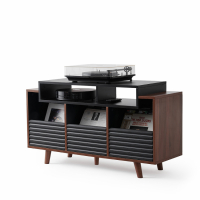 NorStone Oslo Vinyl 1200 mediabnk fr skivspelare & elektronik, valnt/svart