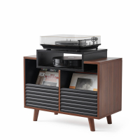 NorStone Oslo Vinyl 800 mediabnk fr skivspelare & elektronik, valnt/svart