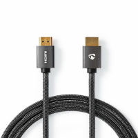 Nedis CVT-B34, HDMI-kabel med Ethernet & 4K metallgrå