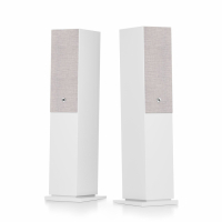 Audio Pro A48 W streaminghögtalare powered by WiiM med HDMI ARC, vitt par