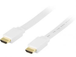 Deltaco HDMI-kabel Flat - Vit (High Speed with Ethernet)