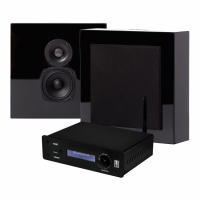 System One A50BT & DLS Flatbox Slim Mini Stereopaket, pianosvart